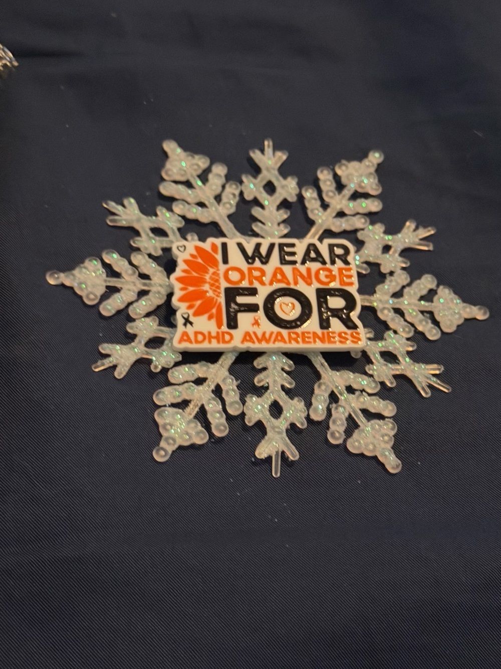 Orange ADHD Awareness Holiday Ornament - Snowflake